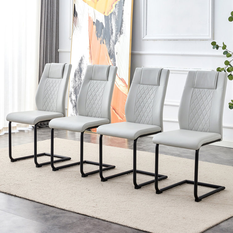 Light gray 2025 leather dining chairs